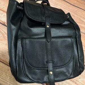 Black Leather Backpack